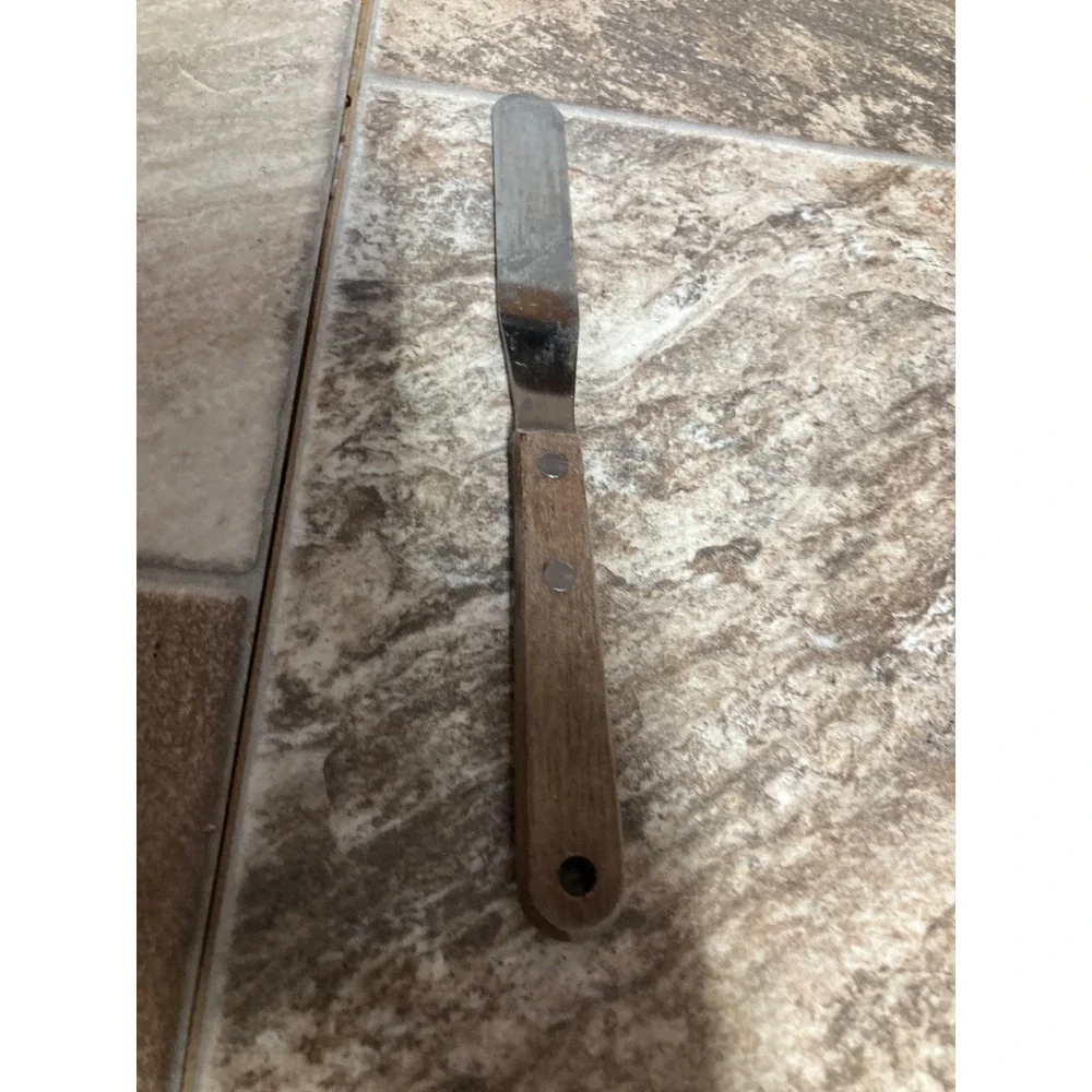Stainless Steel Offset Palette Knife Spatula with Wood Handle 8.5 Inch
